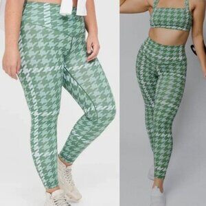 Aerie Offline Real Me Green Houndstooth 7/8 Legging XS